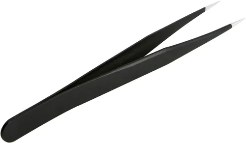 Vista 3 de Aoje-Link ESD-10 Pinzas profesionales con tecnología de precisión antiestática, punta recta no magnética, revestimiento de plástico de acero