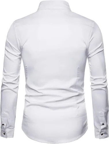 Vista 2 de ZEROYAA Camisas de vestir para hombre con diseño de bordado de hipster de manga larga con botones