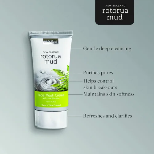 Vista 4 de Wild Ferns Nueva Zelanda Rotorua Mud and Lime Blossom Crema de lavado facial 4.4 fl oz