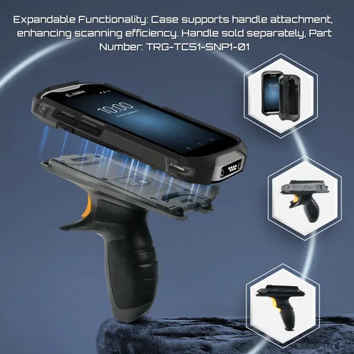 Vista 5 de TC51 TC52 TC56 TC57 TC510K - Funda con correa de mano - Protección y ergonómica para escáneres de código de barras de mano Zebra SG-TC5X-EXO1-01