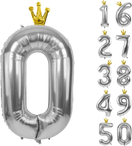 Vista 115 de Globos gigantes de helio de aluminio de 40 pulgadas, color negro, globos digitales grandes del número 0 para decoración de fiesta de cumpleaños