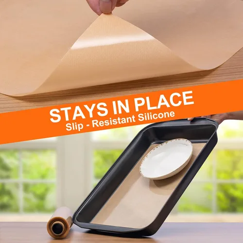 Vista 6 de Rollo de silicona para hornear, 12 pulgadas x 10 pies, antiadherente, resistente al calor, de grado alimenticio, antideslizante, reutilizable