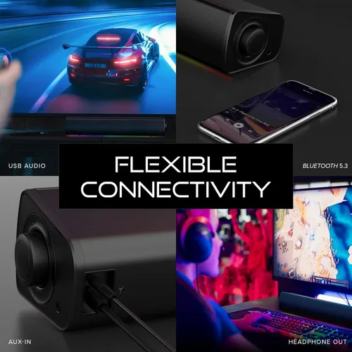 Vista 4 de Creative Labs Sound Blaster GS3 Compact RGB Gaming SOUNDBAR