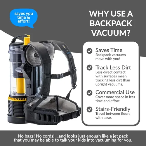 Vista 6 de Prolux 2.0 Aspiradora Comercial Sin Bolsa Tipo Mochila HEPA - Modelo Pro para Limpiadores Profesionales