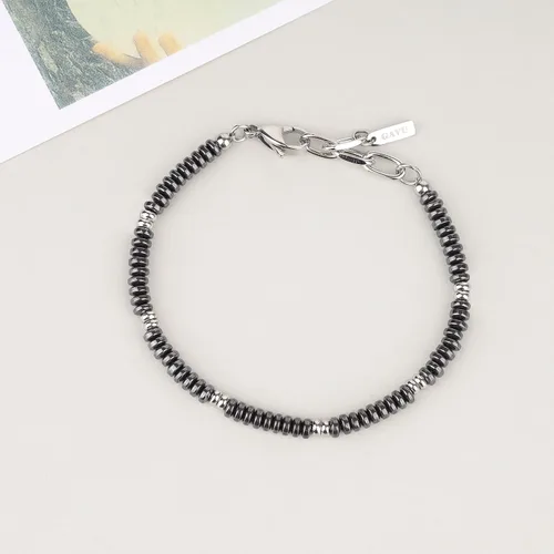 Vista 6 de GAVU Pulsera de cuentas de hematita para hombre