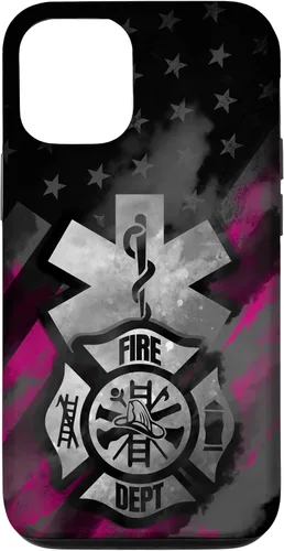 Vista 28 de EMT EMS Firefighter Pink Smoke Line USA American Flag Case for iPhone 17
