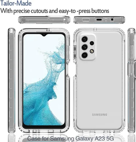 Vista 5 de Funda compatible con Galaxy A23, Samsung A23 SM-A235M con protector de pantalla de vidrio templado, cuerpo completo, a prueba de golpes