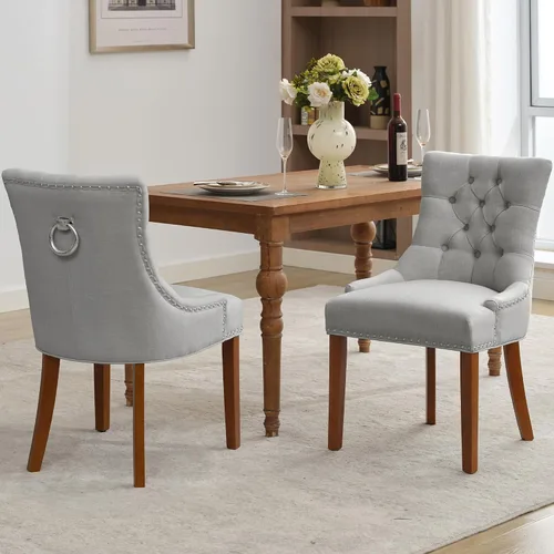 Vista 28 de Juego de 4 sillas de comedor modernas con respaldo, color beige