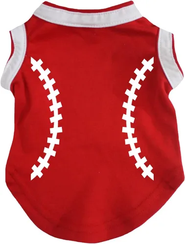 Vista 4 de Petitebella Camisa para perro cachorro con estampado de béisbol (rojo, XS)