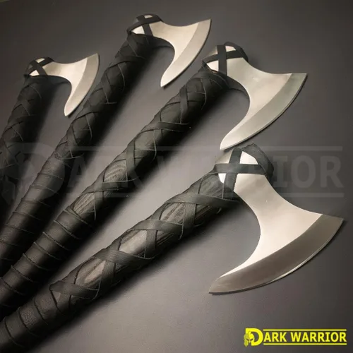 Vista 8 de [GUERRERO OSCURO] Ragnar Lothbrok Hacha vikinga Hacha vikinga de acero al carbono forjado a mano Hacha de camping Hacha Berserker Hacha, hacha