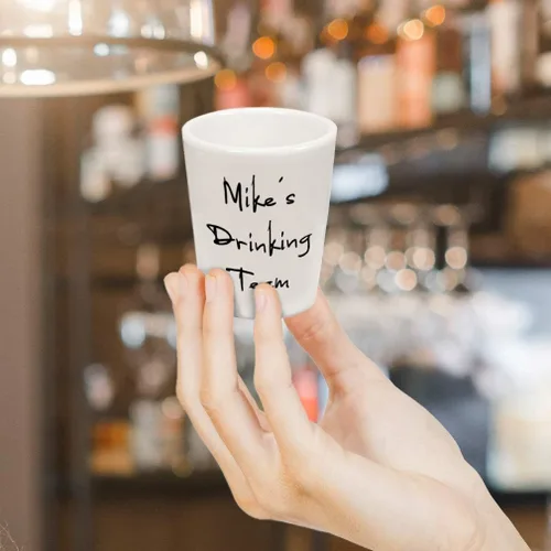 Vista 3 de Vasos de chupito Bar Accesorios Personalizado Texto Alcohol Bar Suministros Conjunto de 2 Cerámica 2 Oz
