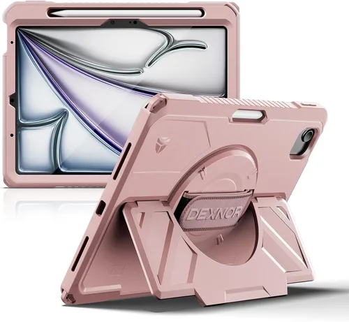 Vista 29 de Dexnor Funda para iPad mini 7 (A17 Pro) 2024/mini 6 2021 de 8.3 pulgadas, funda protectora resistente con correa de mano giratoria de 360° y soporte