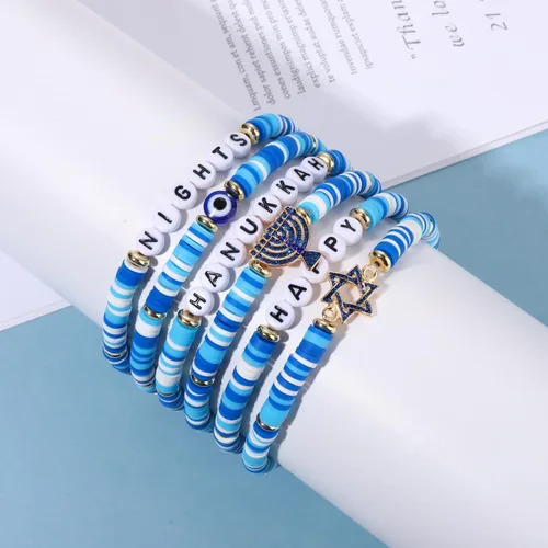 Vista 164 de Surfer Heishi - Pulseras apilables para mujer, apilables, de vinilo arcoíris, disco de arcilla, pulseras elásticas para la amistad, joyería bohemia