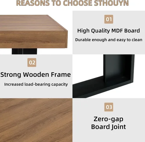 Vista 8 de STHOUYN Mesa de comedor extensible de 63 a 79 pulgadas, moderna mesa de cocina de madera de granja, mesa de comedor larga expandible para 6, 8 y 10