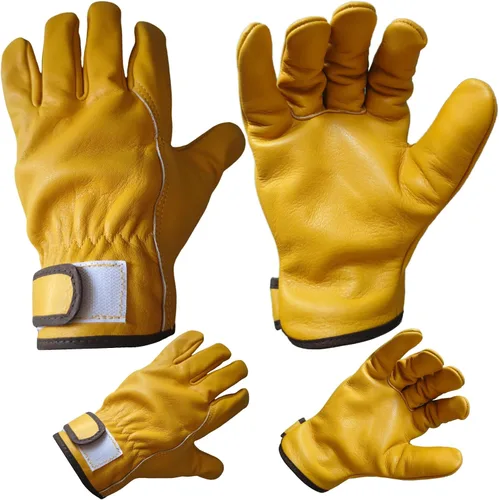 Vista 7 de 2 Pairs Cow Grain Leather Work Gloves for Men and Women
