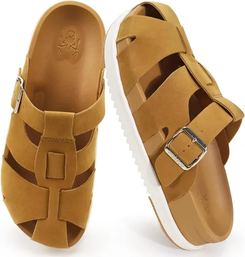 Vista 10 de KuaiLu Sandalias tipo zueco para mujer con soporte de arco cómodo, plataforma elegante, cojín de espuma viscoelástica, sandalias elegantes