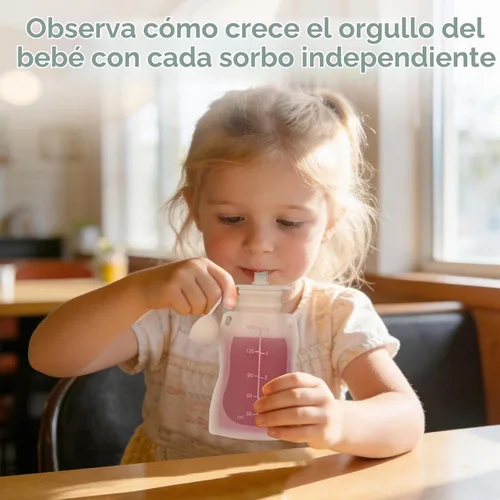 Vista 3 de Eascrozn Paquete de 4 bolsas de silicona para alimentos para bebés