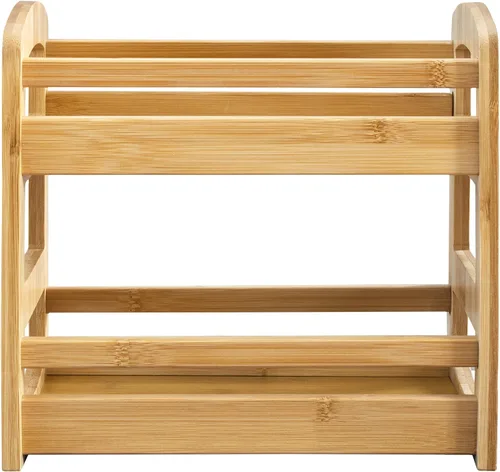 Vista 4 de Totally Bamboo Organizador de especias de 2 estantes, estante organizador para encimera de cocina o armario