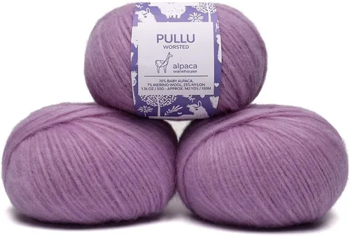 Vista 17 de Pullu - Juego de 3 madejas de hilo de lana de alpaca bebé y merino (150 gramos) de peso worsted - Procedencia directa de Perú - Celestialmente suave