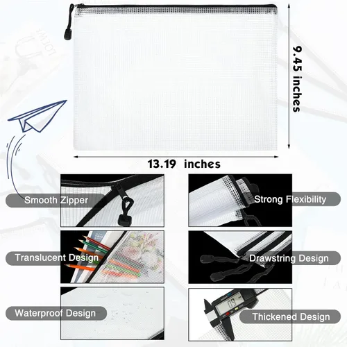 Vista 2 de Zhehao 100 bolsas de malla A4 con cremallera, bolsa de malla a granel con cremallera, bolsa de almacenamiento transparente impermeable