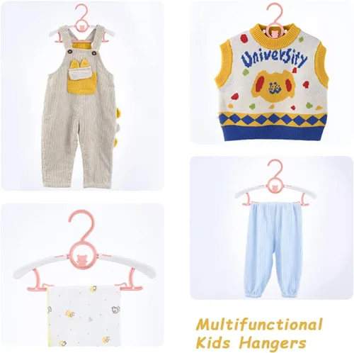 Vista 10 de Perchas de bebé para armario de guardería, paquete de 40 perchas de plástico para niños, ahorro de espacio, antideslizantes, extensibles, para niños