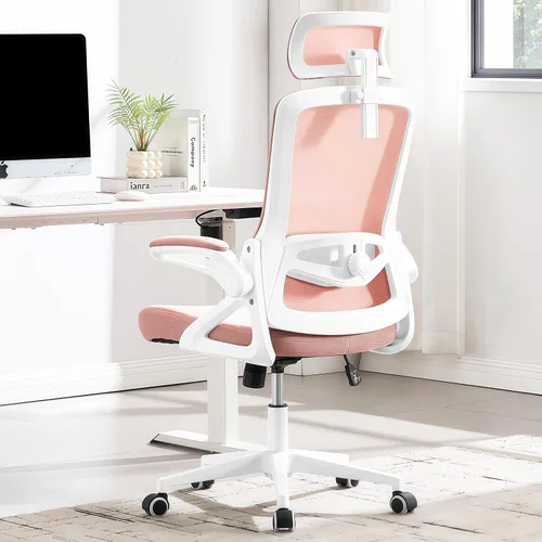 Vista 17 de Fizzin Silla de Oficina Ergonómica, Sillas de Computadora de 400 LBS con Soporte Lumbar Ajustable, Silla de Escritorio de Malla Transpirable Rosado