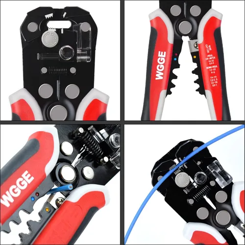 Vista 3 de WGGE WG-015 y WG-014 Pelacables profesional de 8 pulgadas - AWG 10-24, aislamiento autoajustable y pelacables y cortador WGGE WG-013 de 7 pulgadas