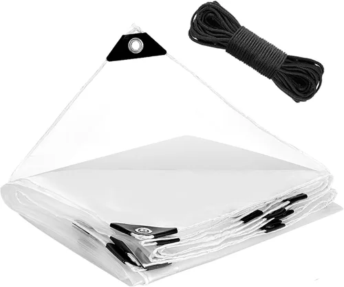 Vista 9 de Lona transparente antidesgarro impermeable de 6 x 8 pies, 5 mil, resistente