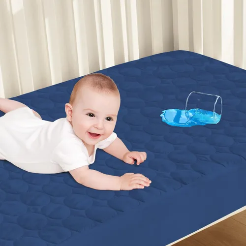 Vista 7 de Protector de colchón impermeable para cuna, funda de colchón para cuna para bebé, lavable a máquina y apto para secadora, protector de colchón