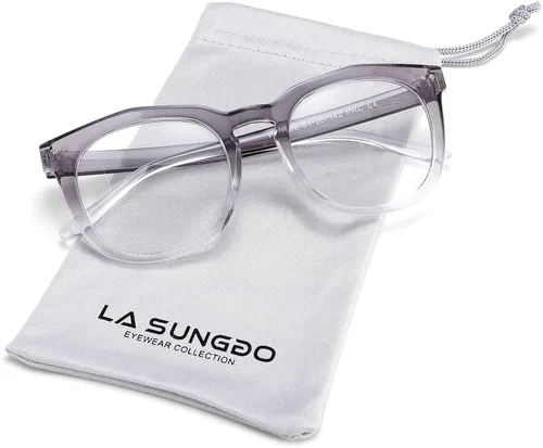 Vista 2 de Lentes cuadrados redondos transparentes sin receta de gran tamaño con marco de polígono degradado, anteojos falsos de moda para mujeres y hombres TR