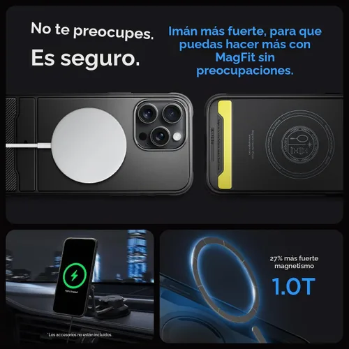 Vista 6 de Spigen - Rugged Armor MagFit - Funda diseñada para el iPhone 15 Pro (2023) [Protección de grado militar] Compatible con MagSafe - Negro mate