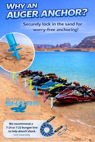 Vista 5 de SandShark - Anclaje para barco deportivo y anclaje para moto acuática. Poste de anclaje de agua poco profunda para barco y PWC. Kit de anclaje