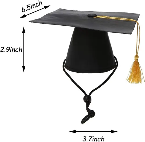 Vista 3 de Gorras de graduación para mascotas con corbatín y cuello de corbata