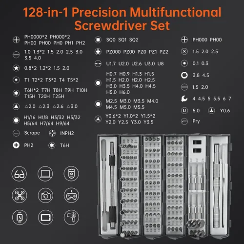 Vista 3 de 128 in 1 Precision Screwdriver Set - Father’s Day Gifts for Men, Ratchet Screwdriver Set, Professional Magnetic Repair Tool Kit with 122 Bits for