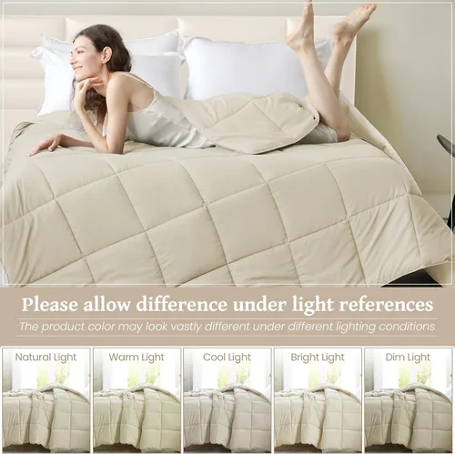 Vista 4 de Homelike Moment Edredón tamaño king - Inserto de edredón beige, alternativa al plumón, edredón ligero para cama king, ropa de cama ligera
