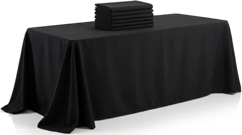 Vista 10 de Mantel rectangular de poliéster, manteles para mesas rectangulares de 6 pies, manteles de tela decorativa lavable para bodas, banquetes y campamento