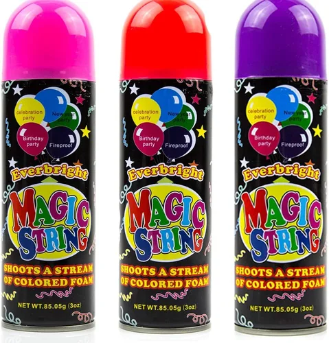 Vista 6 de Toysery Party Streamer - La mejor cuerda de pulverización para niños. Eleva tus celebraciones con diversión loca. Viene con 24 cuerdas de aerosol