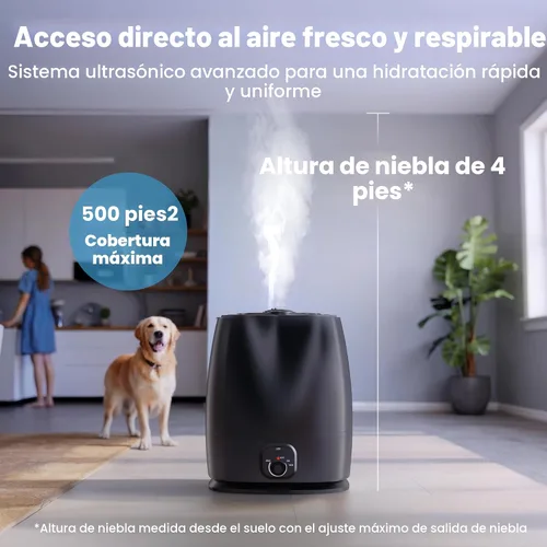 Vista 4 de Everlasting Comfort Humidificadores de 6 L para dormitorio, silencioso, tiempo de funcionamiento de 50 horas, sin filtro, humidificador de niebla