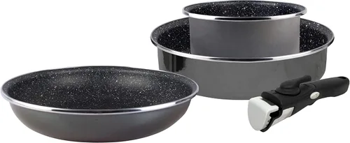 Vista 2 de Desconocido Magefesa K2 - Juego de 3 piezas con mango extra extraíble, acero esmaltado, efecto vidrio/espejo