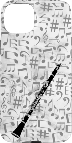 Vista 9 de Clarinet Phone Case - Music Notes - White Background Case for iPhone 17