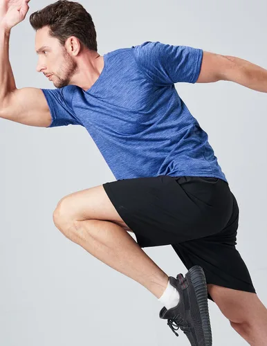 Vista 6 de Paquete de 5 camisetas de manga corta, con cuello redondo y de secado rápido para hombre, camisetas deportivas para correr, entrenar o ir al gimnasio