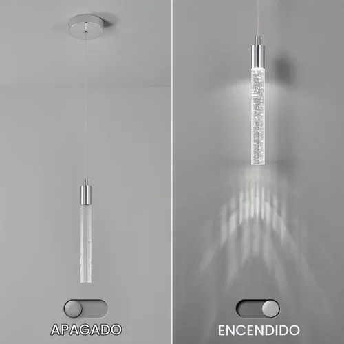 Vista 6 de Iluminación colgante moderna para isla de cocina, lámpara colgante regulable LED con acabado cromado, mini iluminación colgante de cristal para Cromo