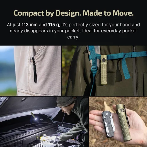 Vista 17 de OLIGHT BatonUltra - Linterna EDC recargable, 1800 lúmenes, 6 modos de luz de bolsillo con luz blanca pura, linternas LED brillantes USB C