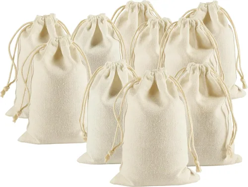 Vista 9 de HRX Package 20 bolsas de muselina de 5 x 7 pulgadas, bolsas de algodón con cordón para regalo, regalos de fiesta, joyas, bricolaje