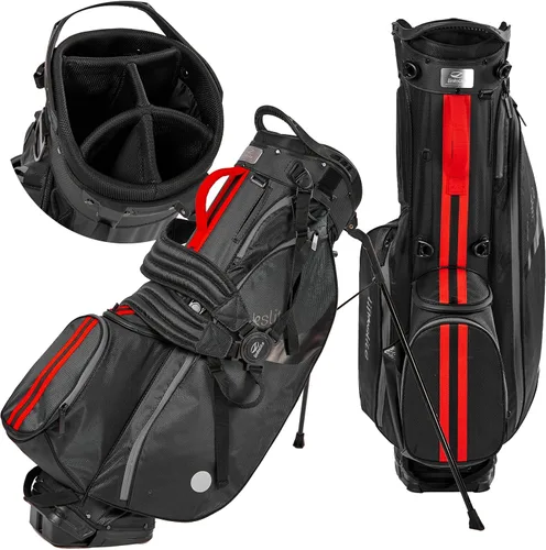 Vista 9 de Bolsa de golf ultraligera impermeable con cubierta para lluvia, longitud completa, 6 bolsillos con acceso magnético y doble correa en X, fácil