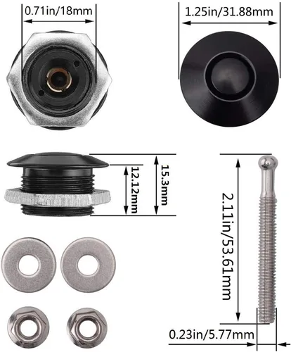 Vista 3 de Paquete de 2 clips de cierre rápido con botón de presión para cofre, kit de cierre universal de 1.25 pulgadas/32 mm de diámetro, aleación