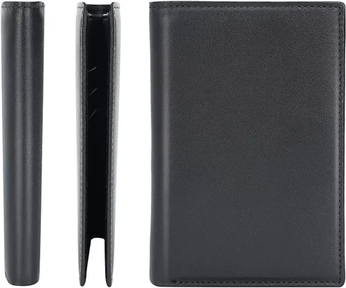 Vista 2 de Polare - Cartera de cuero con bloqueo RFID funcional para pasaporte, Negro -, Cartera con bloqueo RFID