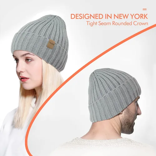 Vista 5 de zowya Ultrawarm Winter Beanie for Men & Women Thermal Lining Double-Layer Skully Thick Knit Beanie, 1-Hat