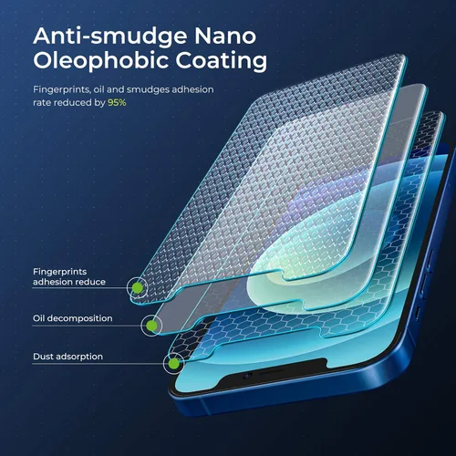Vista 3 de ORIbox Protector de pantalla de cristal para iPhone 13 Pro Max, 3 paquetes de protección ocular antiarañazos, protector de pantalla de vidrio