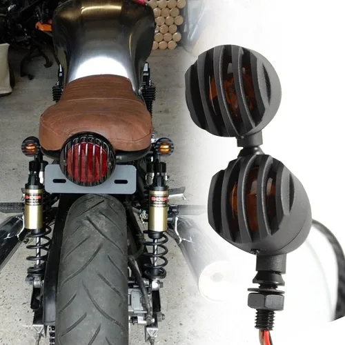 Vista 2 de DREAMIZER Señales de giro universales para motocicleta, luz indicadora de conducción negra, lámpara de freno para motos de motor y ATV - luz ámbar